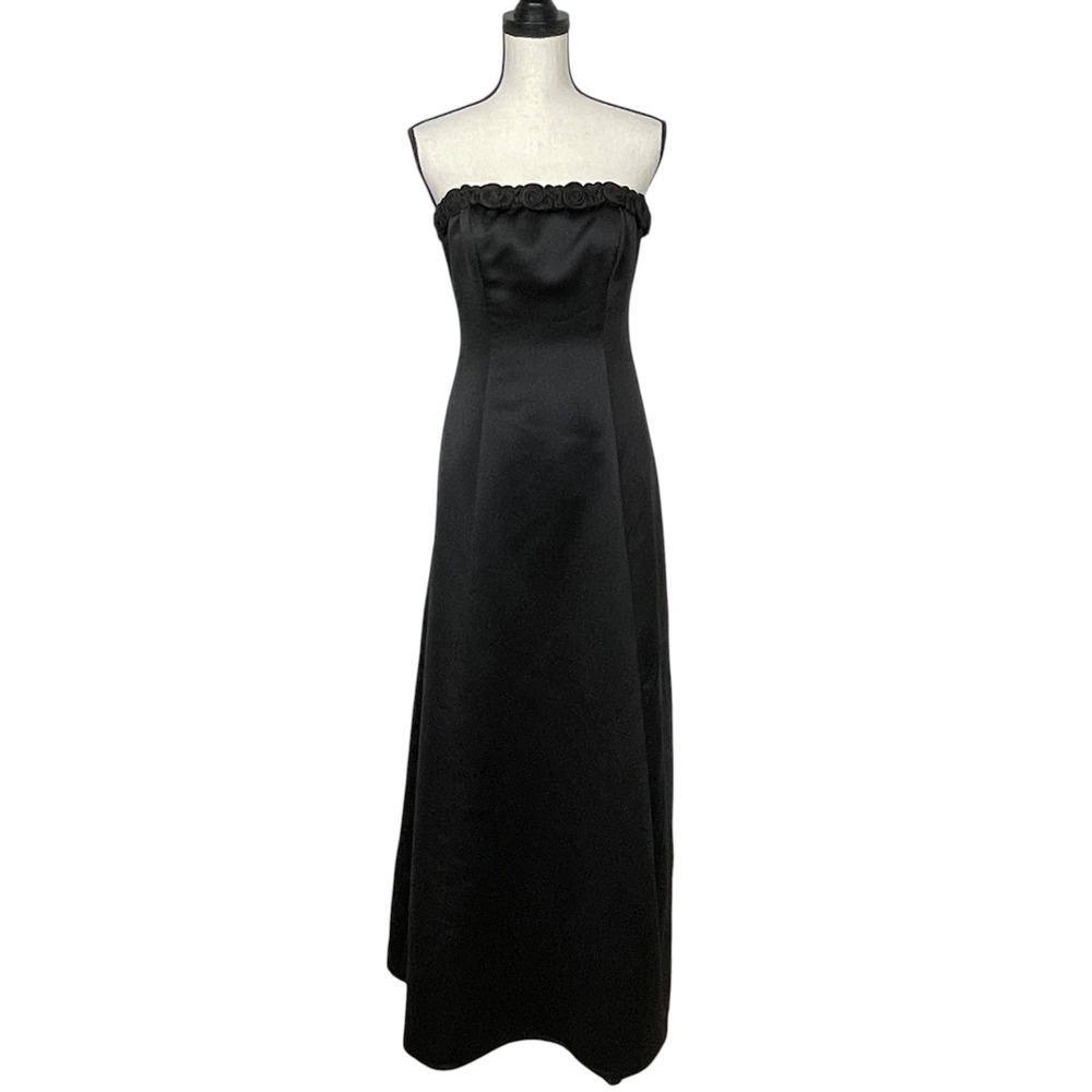 VTG Jump Apparel Rosette Strapless Formal Maxi Dress Size 7/8‎ Satin Whimsigoth